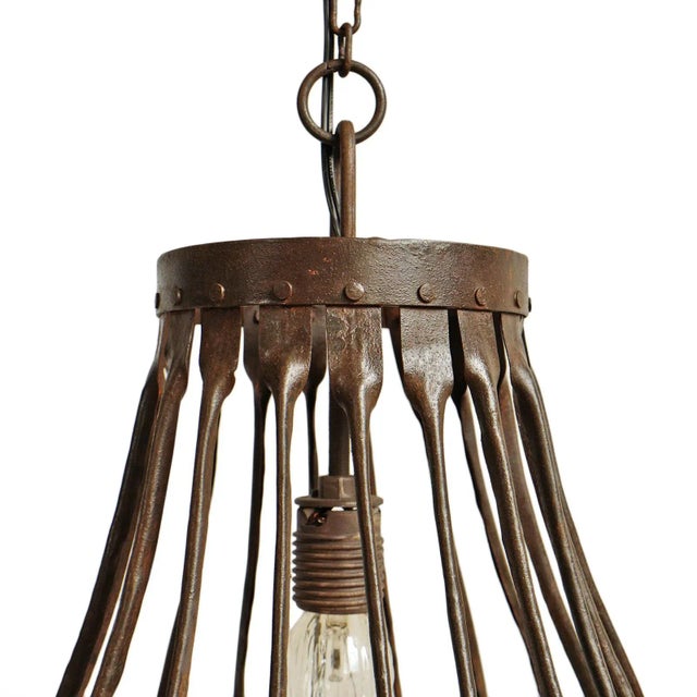 Mid 20th Century Vintage Industrial Iron Farm Pendant Light For Sale - Image 5 of 6