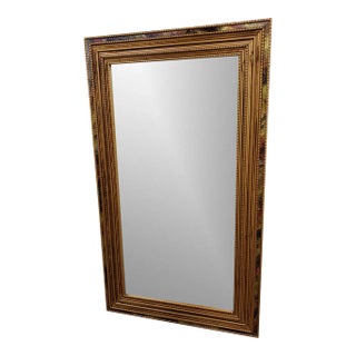 1980s Windsor Art Gilt Frame Wall Mirror With Colored Art Glass For Sale