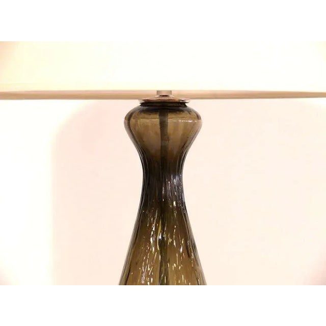 Italian Grey Glass Table Lamps - A Pair For Sale - Image 4 of 10