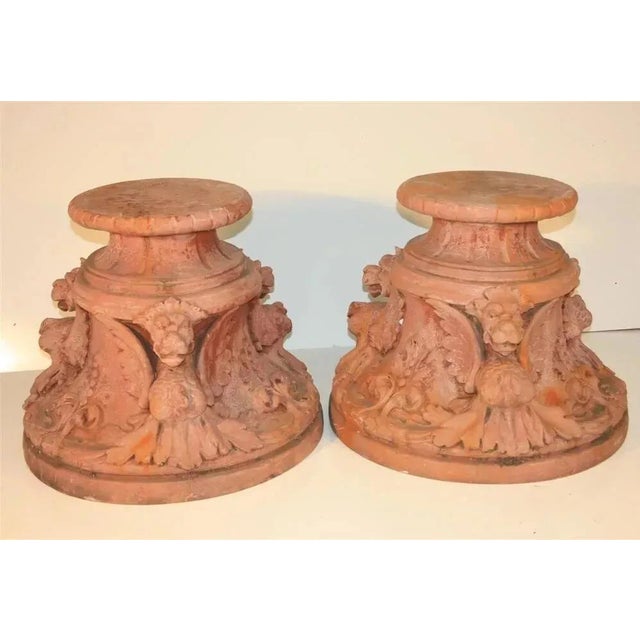 Vintage Italian Renaissance Wing Griffin Fiberglass Garden Pedestal Stands Pair For Sale - Image 11 of 11