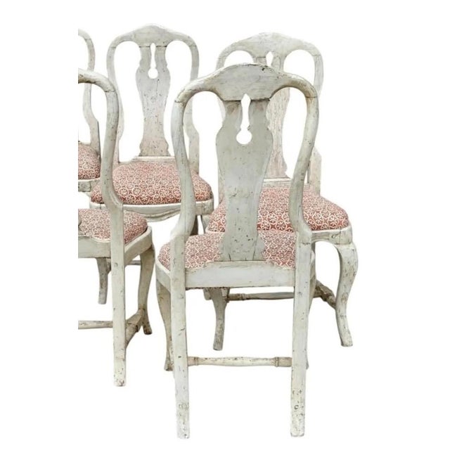 Set of 4 Antique 18 C Gustavian Dining Chairs W Carolina Irving Andaluz Linen Fabric