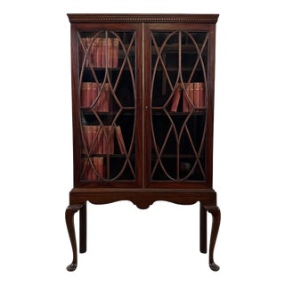 Antique Early 20th Century English Mahogany Glazed Display Cabinet For Sale