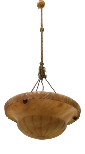 Victorian Style Alabaster Pendant Lamp, 1930s