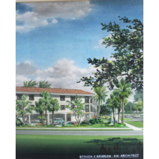 Architectural Renderings Somerset at Moorings, 1970s, Watercolor, Framed, Set of 2 For Sale - Image 6 of 13