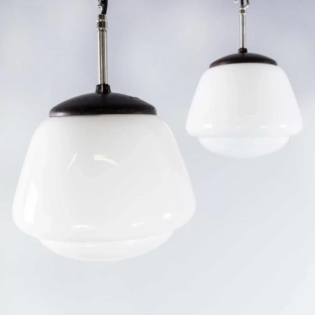 Vintage Mouth Blown Splayed Button Opaline Pendant Lamp, 1950s For Sale - Image 15 of 17