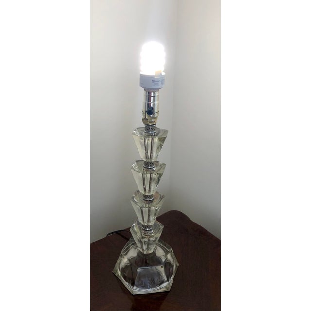 Vintage Art Deco Glass 5-Tiered Geometric Shapes Look closely and you can see the beautifully-detailed etchings of flowers...