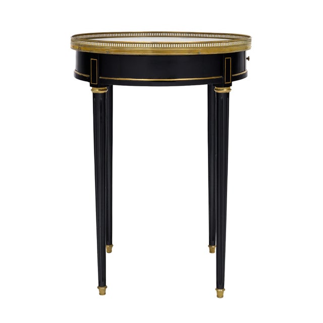 Louis XVI Style Ebonized Bouillotte Table With Carrara Marble Top For Sale In Austin - Image 6 of 9