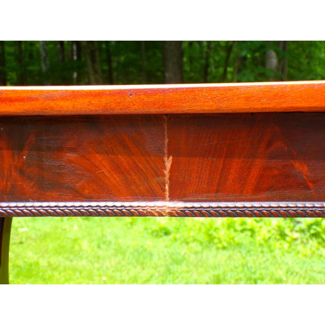 Antique Mahogany Empire Victorian Gothic Revival Trestle Lyre Nightstand Table For Sale - Image 16 of 18