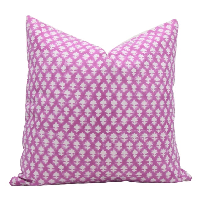Fabdivine Decorative Block Print Cushion Cover 14x14 Inch Thick Cotton White-Pink City For Sale