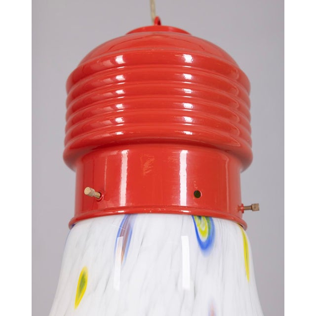 1980s Vintage Italian Chandelier with Decorated Glass Bulb, 1980s For Sale - Image 5 of 9