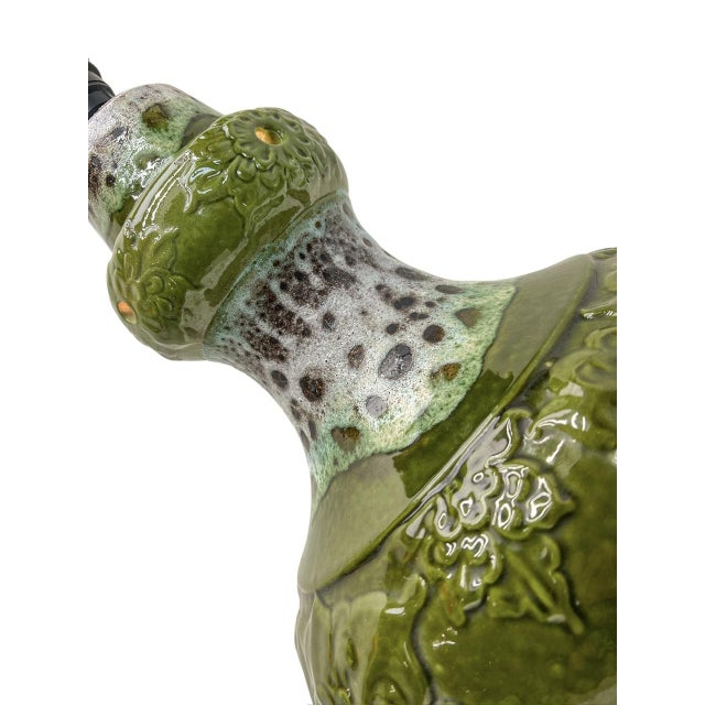 1970s West German Green Fat Lava Ceramic Table Lamp, 1960s For Sale - Image 5 of 10