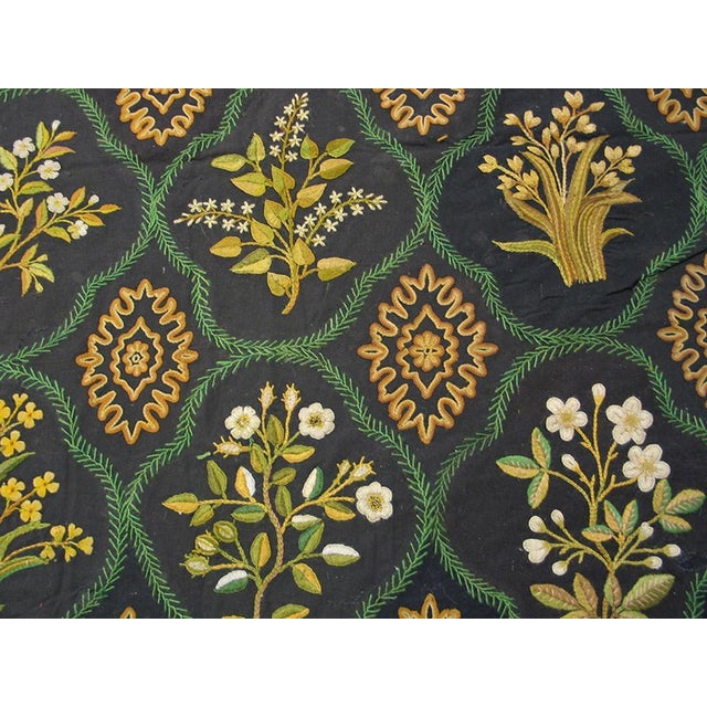 Late 19th Century 1890s Black Floral Geometric Antique English Needlework Rug 10'6" X 18'10" Stitched Wool Carpet For Sale - Image 5 of 8