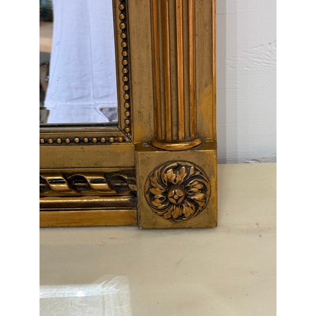 19th Century French Louis XVI Carved and Giltwood Mirror For Sale - Image 4 of 12