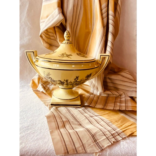 Early 21st Century Scalamandré Silk Stripe | Café Au Lait, Warm Cream & Lemon Pinstripe | 72"w × 54"l For Sale - Image 5 of 17