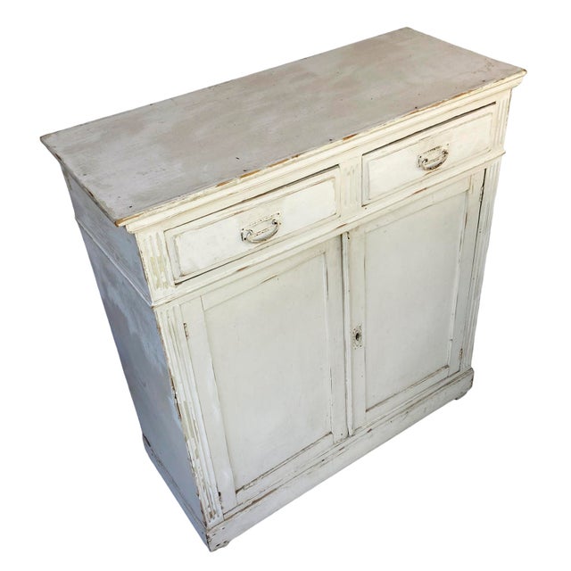 This charming "ShabbyChic" Style Antique French White Hutch. Two Drawers with painted metal hardware pulls. Also has Two...