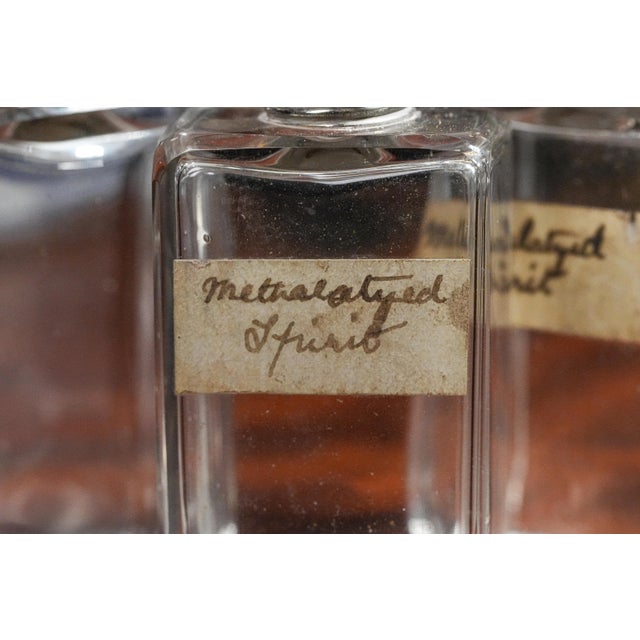 Set of 4, Edwardian Pigskin Leather Travel Case With Sterling Silver Top Treble Spirit Flasks Bottles For Sale In New York - Image 6 of 14