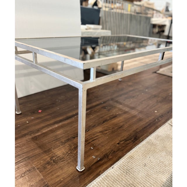 2020s Silver Leafed Iron and Glass Coffee Table For Sale - Image 5 of 5