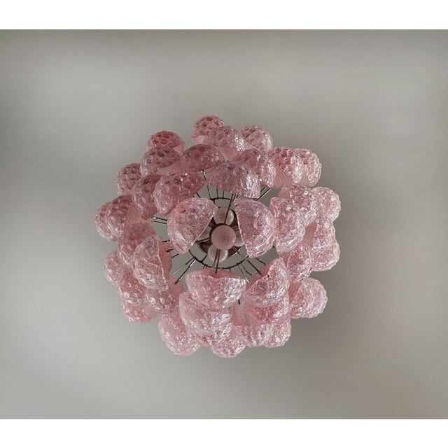 Vintage Italian Murano Chandelier with 41 Pink Glass Petals Drop, 1990s For Sale - Image 14 of 18