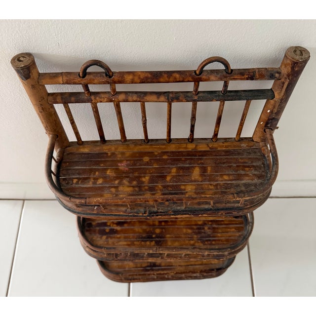 Vintage Scorched Bamboo Wall Shelf For Sale In Miami - Image 6 of 7