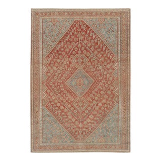 Vintage Ersari Rug in Red With Blue and Beige-Brown Patterns, From Rug & Kilim For Sale