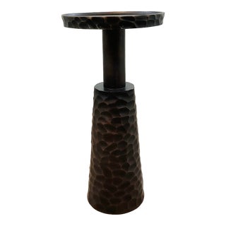 Made Goods Modern Hammered Antique Copper Finished Judah Side Table For Sale
