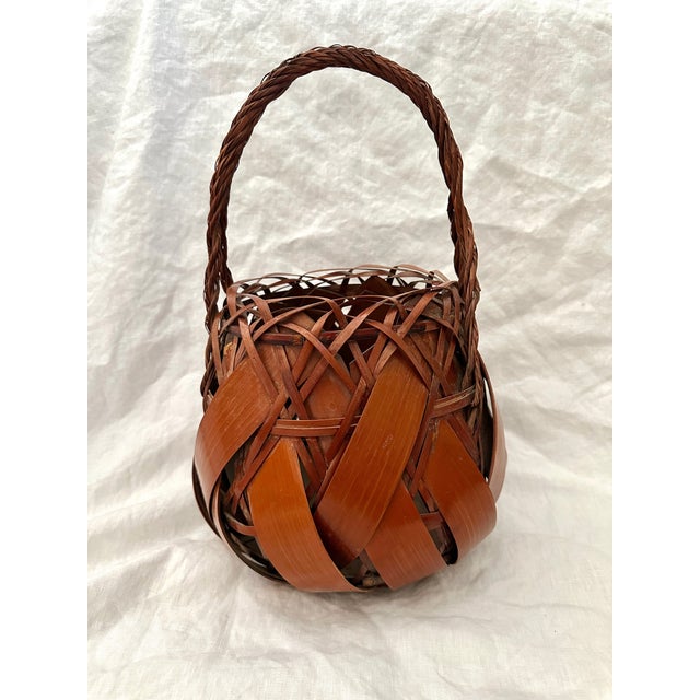 Antique Japanese Woven Bamboo Ikebana Basket | Chairish