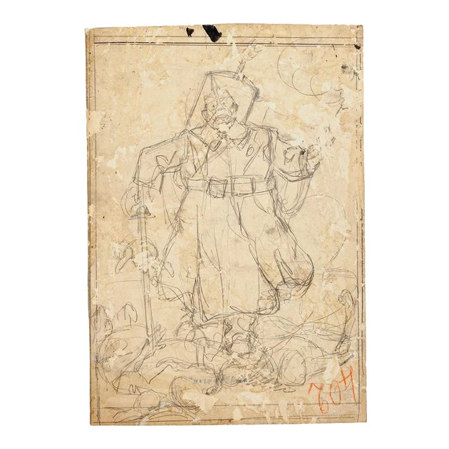 Figure - Pencil Drawing by Gabriele Galantara - Early 20th Century Early 20th Century For Sale