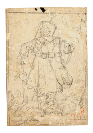 Figure - Pencil Drawing by Gabriele Galantara - Early 20th Century Early 20th Century