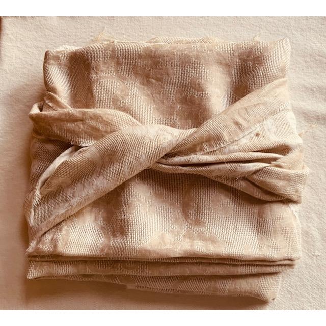 French Antique French Linen Damask Fabric, 86" × 84" — Natural Écru Tonal Weave | Tablecloth, Bed Cover or Drapery For Sale - Image 3 of 11