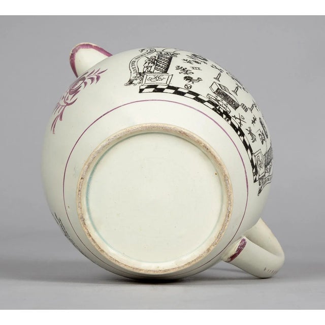 Early 19th Century English Pearlware Pink Lustre Masonic Jug For Sale - Image 9 of 10