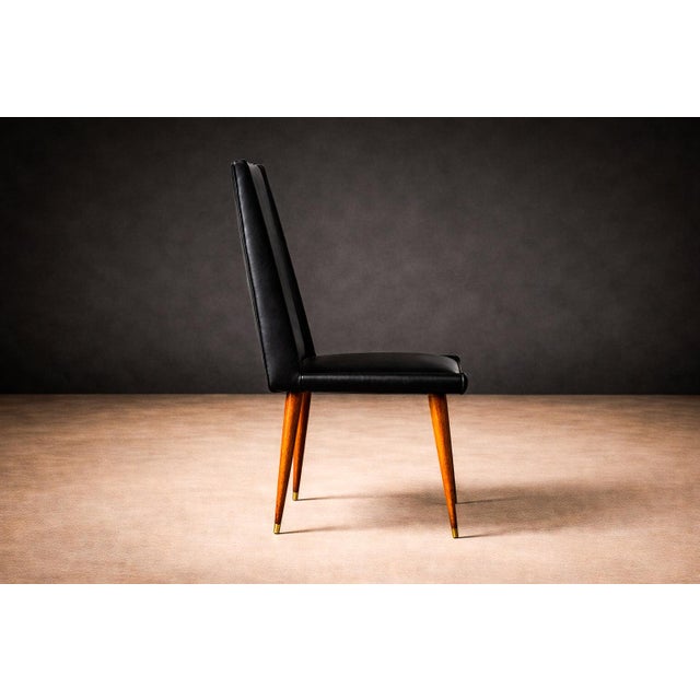 Set of 4 Chairs in Caviuna Wood & Black Leather, Giuseppe Scapinelli, 1950s For Sale - Image 10 of 14