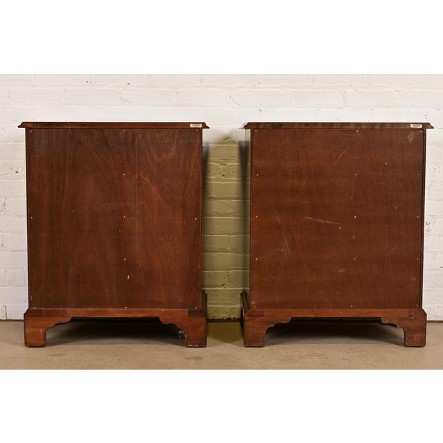 Late 20th Century Stickley Georgian Solid Cherry Wood Bedside Chests, Pair For Sale - Image 11 of 13