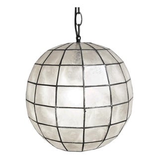 Capiz Shell Globe Coastal Contemporary Pendant Light 12" For Sale