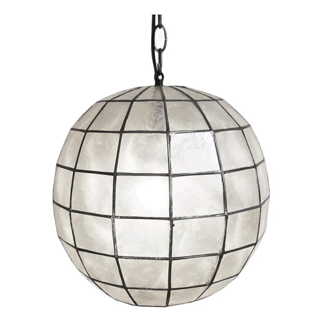 Capiz Shell Globe Coastal Contemporary Pendant Light 12" For Sale