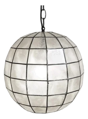 Capiz Shell Globe Coastal Contemporary Pendant Light 12"