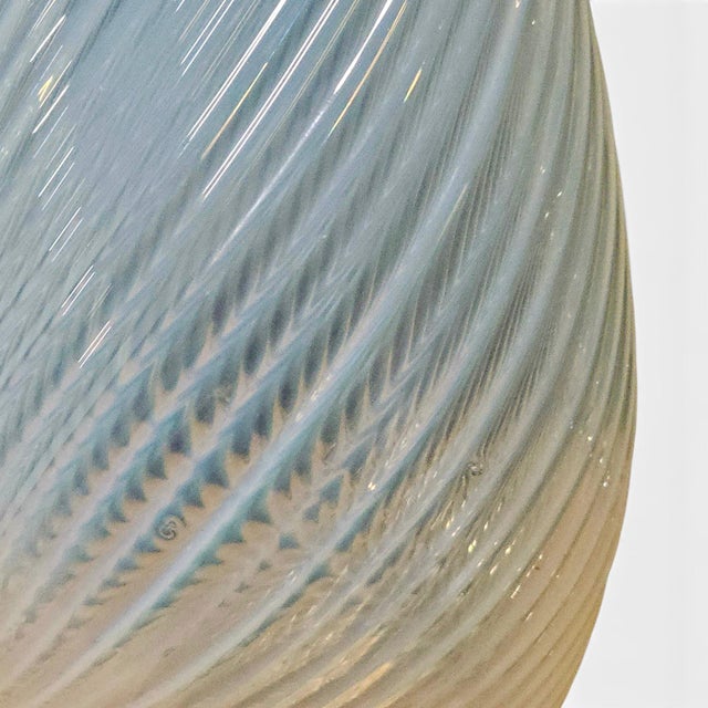 Glass Antique Opalescent Uranium Glass Bullet Swirl Pendant Light Shade 9" For Sale - Image 7 of 10