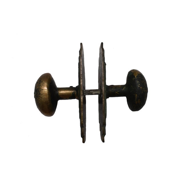 1970s Southwestern Cast Bronze Doorknob Set For Sale - Image 4 of 5