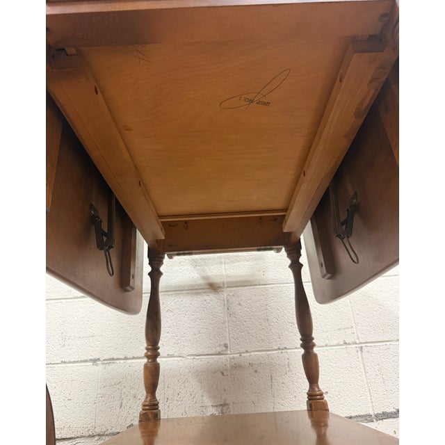 Vintage Ethan Allen Baumritter Solid Maple Drop Leaf Tea Cart For Sale - Image 16 of 16