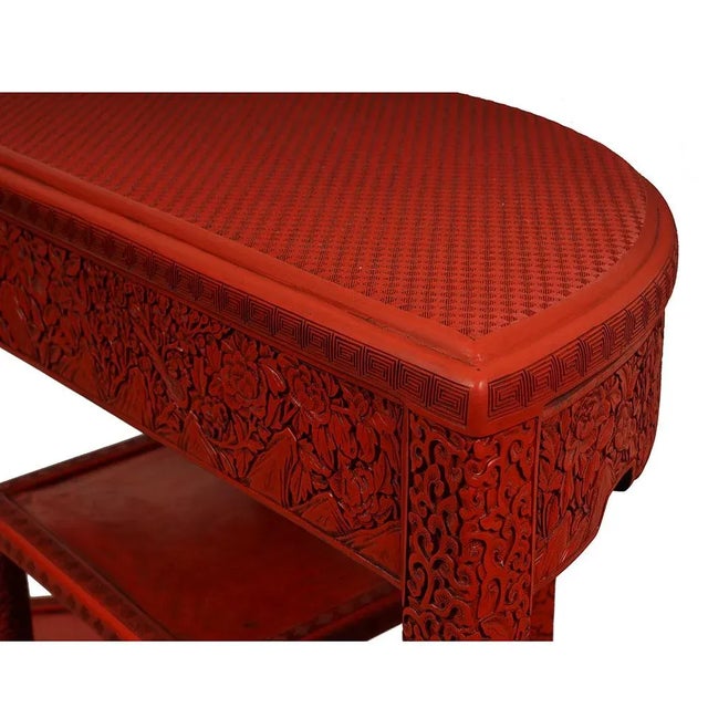 Antique Chinese Qing Cinnabar Lacquer Carved Console Table For Sale - Image 12 of 12