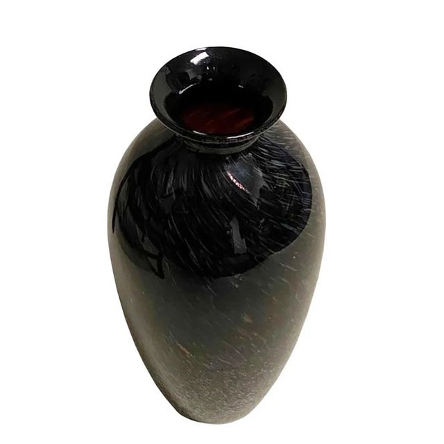 Murano Murano Black Silver and Gold Art Glass Vase For Sale - Image 4 of 8