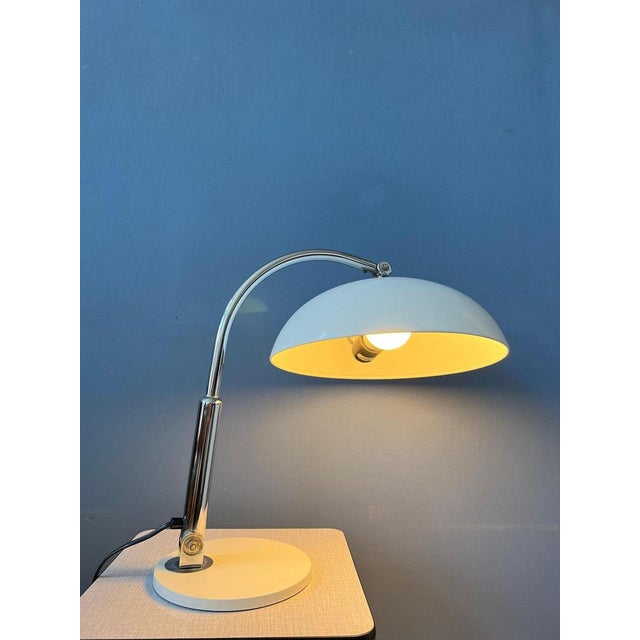 Vintage Bauhaus 144 Table Lamp in White by Herman Busquet for Hala, 1970s For Sale - Image 6 of 11