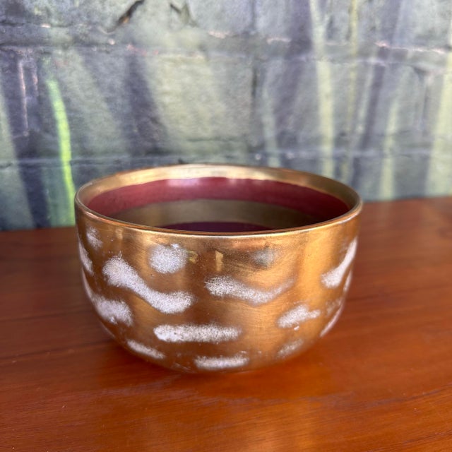 Art Deco Waylande Gregory Metallic Gold Glazed Art Deco Bowl For Sale - Image 3 of 12