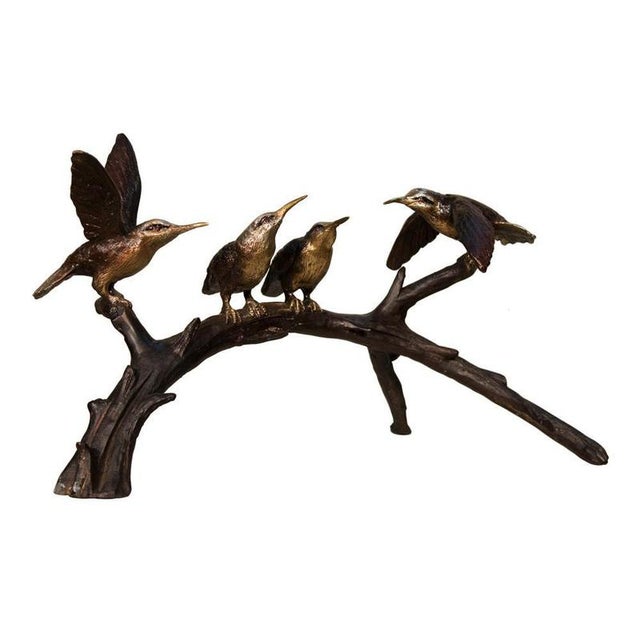 Bronze Hummingbirds on Branch Statue For Sale - Image 3 of 3
