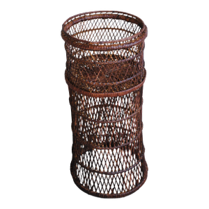 Mid Century Round Wicker Plant Stand