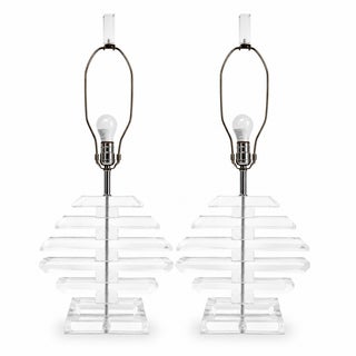 1970s Multilayer Lucite Table Lamps - a Pair For Sale