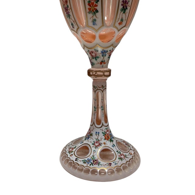 Set of 4 Moser Bohemian Enameled Decorated Cut Crystal Wine Stem Glasses For Sale In Los Angeles - Image 6 of 6