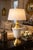 Late 20th Century Hollywood Regency White Fluted Ceramic & Brass Urn Table Lamp, 34” For Sale In Los Angeles - Image 6 of 8