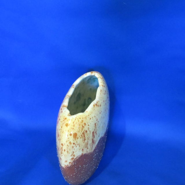 Hand Thrown Studio Pottery Oval Vase Two Tone Speckle Style For Sale - Image 17 of 17