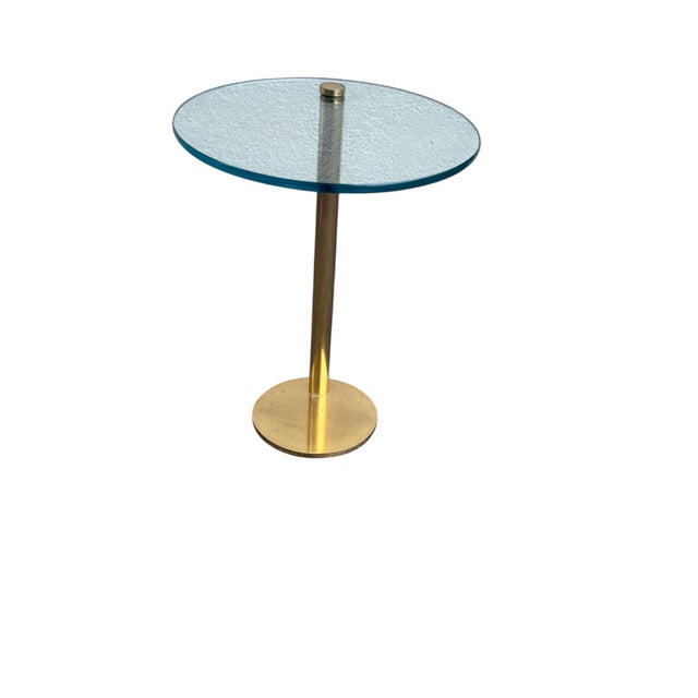 Brass Mid 20th Century Attributed Leon Rosen Pace Solid Brass Glass Side Table For Sale - Image 8 of 15