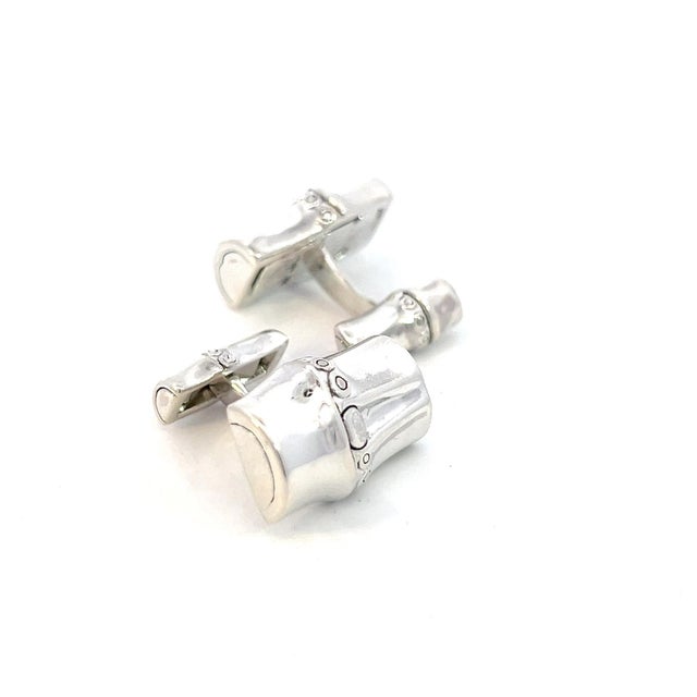 1990s Pair of Georg Jensen Estate Bambo Cufflinks Sterling Silver For Sale In New York - Image 6 of 13
